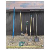 Shovels, rakes and dust pan .