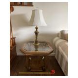Burl wood with smoked glass top end table and