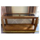 Wooden console table with glass panel accents