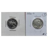 1936-D & 1936-S Buffalo Nickels