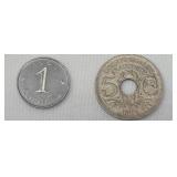 1965 1 centime france1919 5 centimes france