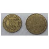 1-1926 France 50 centimes1-1955 10  Francs