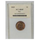 1929 wheat penny American Graded