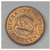 1964 Sierra Leone 1/2 Cent Coin | Sir Milton