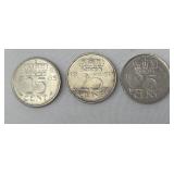 1963 Netherlands 25 cent Coin 1969Netherlands