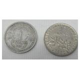 1957 1 Franc coin1960 Franc coin