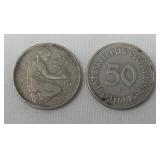 1-1945D Germany 50 Pfennig1-1950F Germany 50