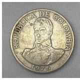 1976 Colombia 1 Peso Actual Coin
