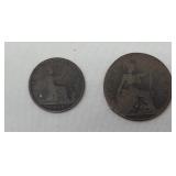 1- 1897 Great Britain half penny 1-1866 Great