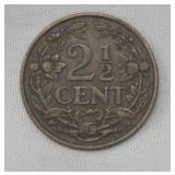 1916 Netherlands Coin 2ï¿½ Cents | Queen Wilhelmina