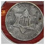 1852 3 Cent Silver