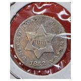 1852 3 Cent Silver