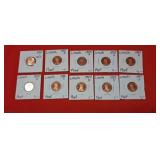 10- 1989S-1999S Lincoln Pennies uncirculated
