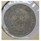 1965 Mexican 50 centavos