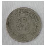 1925 Brazil 400 Reis Lady Liberty Copper Nickel