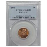 1998 error Penny American Graded wide AM