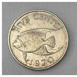 1970 Bermuda 5 Cents coin