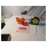 FENTON HOBNAIL ORANGE AMBER GLASS SHOE