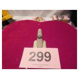 CAT EYE GREEN W/REAL DIAMOND 925 RING