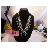 TURQUOIS SQUASH BLOSSOM NECKLACE