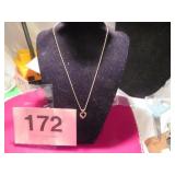 SIGNED 585 14KT CLIP HEART & REAL DIAMONDS