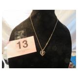 SIGNED 14KT DIAMOND ANGEL HEART