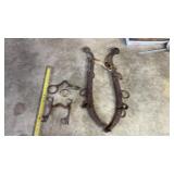 iron horse bits, horse hames,  parts of a horse