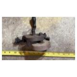 Rustic hand-crank bench grinder