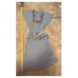 1950s light-blue linen dress featuring decorative