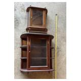 2-Vtg wooden curio cabinets