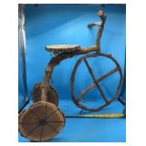 handcrafted rustic folk art tricycle sculpture,