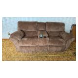7ft Dual Reclining Sofa w/Console Plush Material