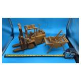 handmade wooden forklift toy, & miniature wooden