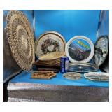 Trivet, souvenir trays, woven rattan wicker plate