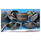 Collection souvenir metal trays featuring state