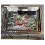 Metal Framed 3D Art Small Deer in Woods