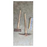 Double bit ax pick  push broom head.