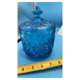 Aqua Blue Glass Candy Dish