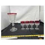 Indiana Glass Diamond Point goblets featuring a