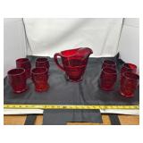Indiana Festival Thumb Print Red Glassware