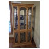 Blonde Oak Curio Cabinet 35.5 x 15.5 x 74