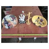 wine-themed home decor items, including a vintage