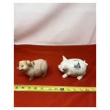 Resin and plastic piggy banks one been broke and