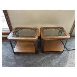 Wooden/Glass side tables