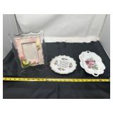 collectible decorative items, including a glass