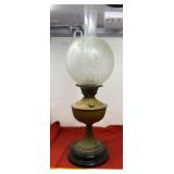 Brass burner British oil lamp with frosted glass