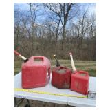 1, 2 and 5 gallon gas cans