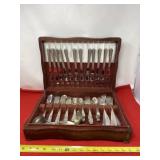 Wallace Brothers plated silverware set in box.
