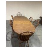 99x43x39 2 leaf wood table 6 chairs