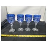 cobalt blue cut-to-clear crystal goblets by Anna